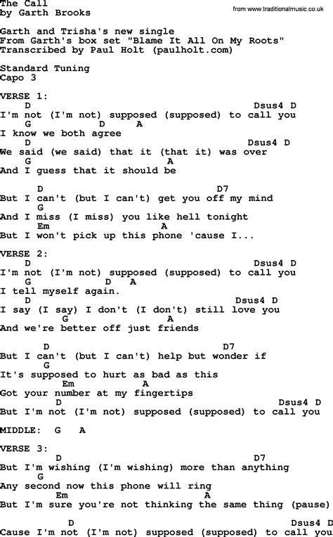 The Call, by Garth Brooks - lyrics and chords