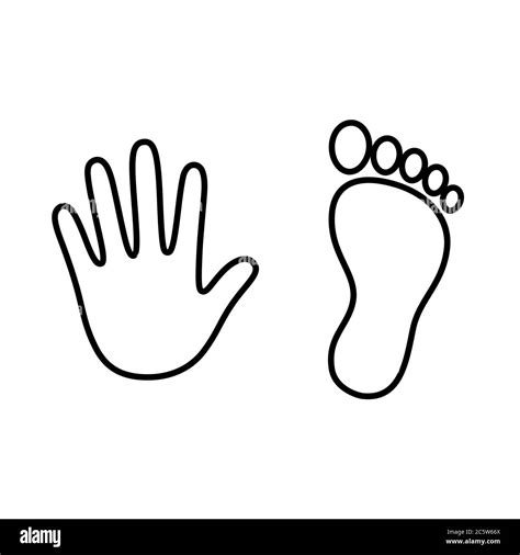 Human hand and foot print outline, stylized handprint and footprint ...