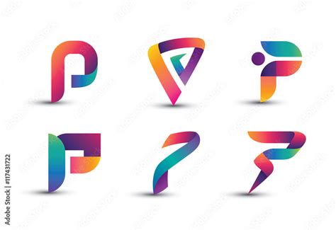 Abstract Colorful P Logo - Set of Letter P Logo Stock Vector | Adobe Stock