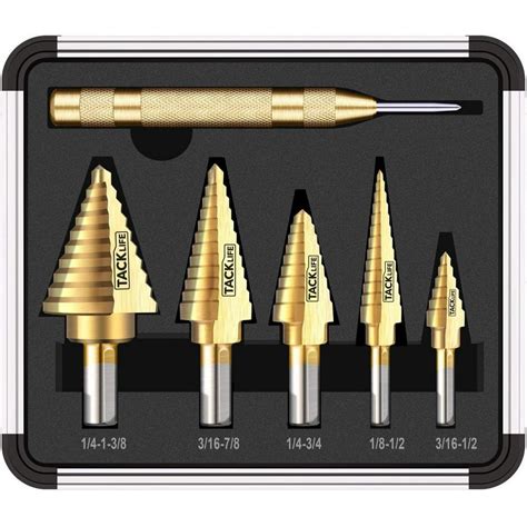 TACKLIFE Step Drill Bit Set With & Automatic Center Punch, Total 50 ...