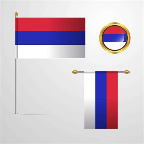 Premium Vector | Republika srpska waving flag design with badge vector