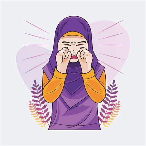 Hijab Little girl crying vector illustration free download 12663854 ...