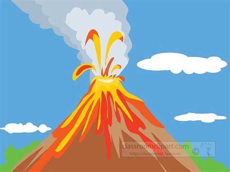 Geography Clipart-volcano with lava 10132020