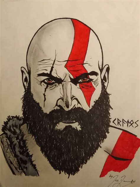 God Of War | Kratos | Charcoal Painting - campestre.al.gov.br