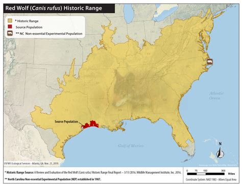 Red wolf historic range | FWS.gov