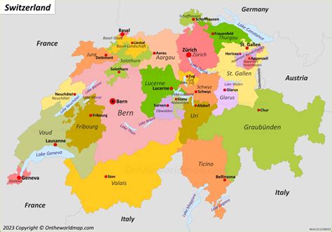 Switzerland Cantons And Capitals Map - Ontheworldmap.com