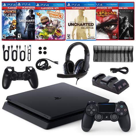 PS4 Slim 1TB Console with 6 Games and Accessories Kit - Walmart.com