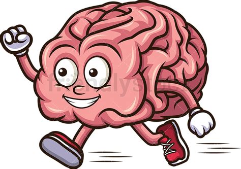 Brain Running Cartoon Clipart Vector - FriendlyStock