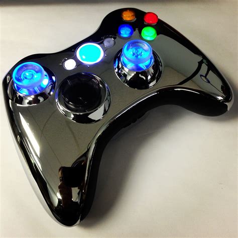 A custom modded Chrome Xbox 360 rapid fire controller with Blue LED ...