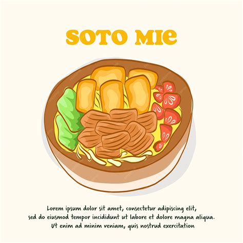 Premium Vector | Soto mie bogor hand drawn indonesian food illustrated