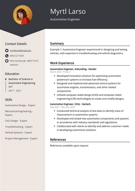 Automotive Engineer Resume Example (Free Guide)