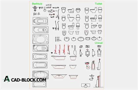 CAD Bathtub And Accessories DWG - Free CAD Blocks