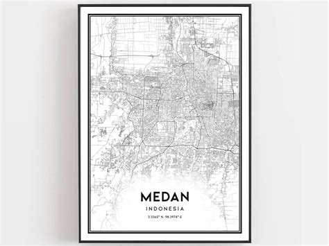 Medan Map Print Medan Map Poster Wall Art Medan City Map | Etsy