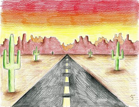 Desert Landscape Drawing at PaintingValley.com | Explore collection of ...