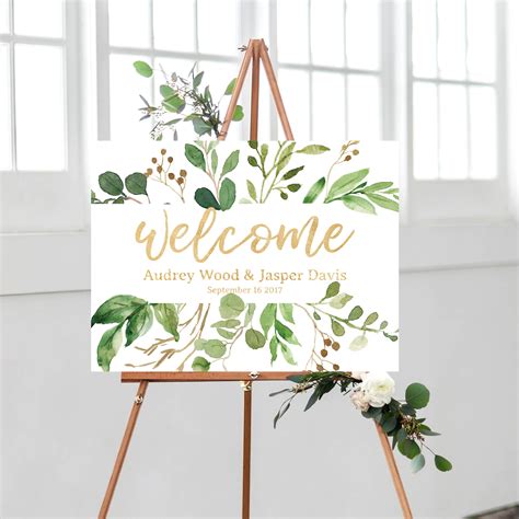 Welcome Sign Wedding Greenery Wedding Signage Rustic Wedding - Etsy ...