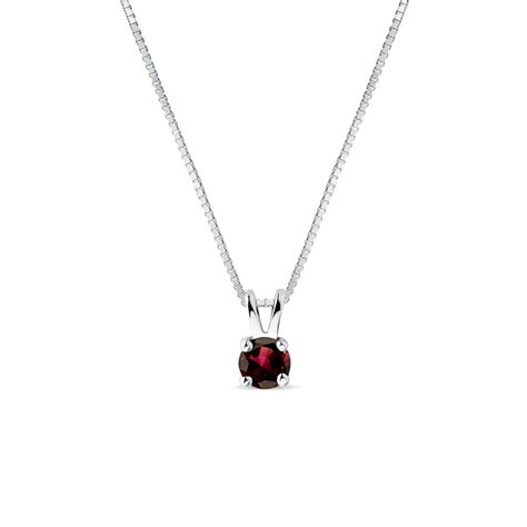 Red Garnet Necklace in White Gold | KLENOTA