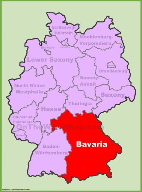 Bavaria location on the Germany map - Ontheworldmap.com