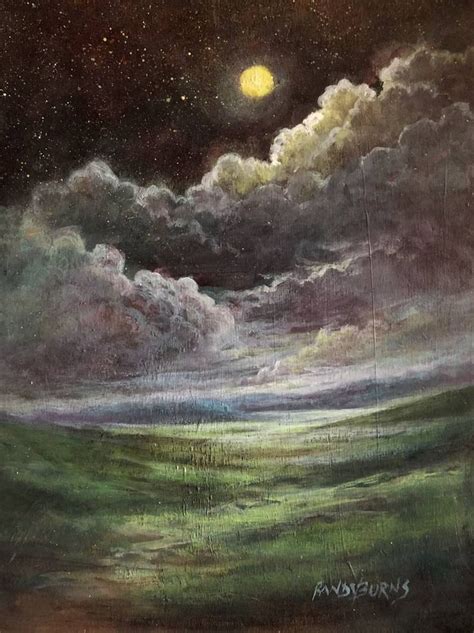 A Hint Of Blue: Full Moon Rising Painting in 2021 | Original landscape ...