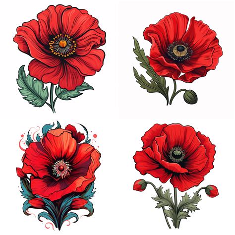 Red Poppy Tattoo - The Bridge Tattoo Designs