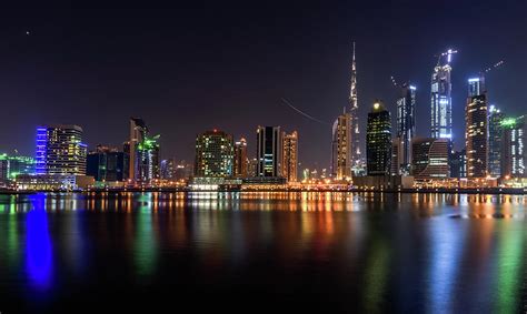 View of Dubai Skyline at night Pyrography by Andrey Bo - Pixels