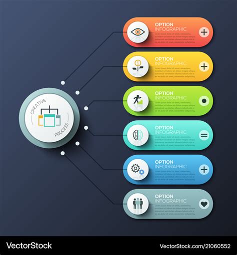 Modern infographic design template with 6 rounded Vector Image