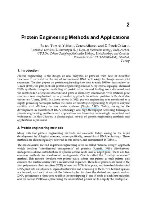 (PDF) Protein Engineering Methods and Applications | Ceren ALKIM ...