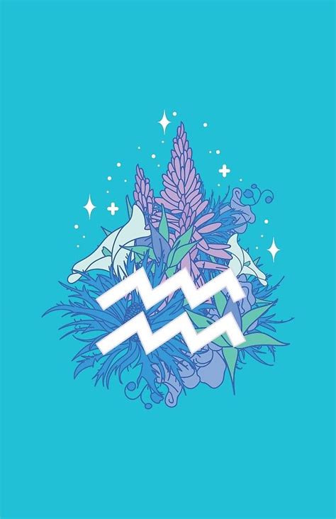 "Aquarius Flowers - BLUE" by VenusandMoon | Redbubble | Aquarius art ...