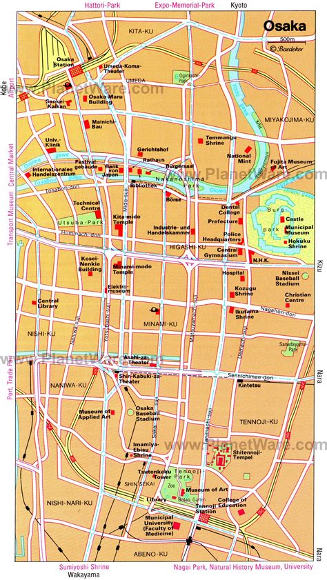 Osaka Tourist Attractions Map