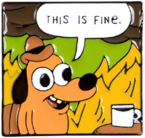 Amazon.co.jp: Visual Art This is Fine Fire Dog Meme エナメルピン : ペット用品