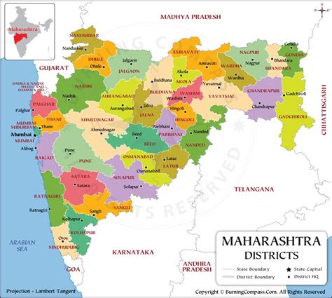 Maharashtra Map, Maharashtra District Map, Maharashtra State Political Map