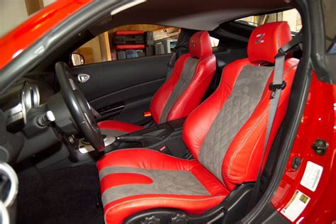 2002-2008 NISSAN 350Z GENUINE LEATHER/NOVA-SUEDE DIAMOND STITCHED RED ...