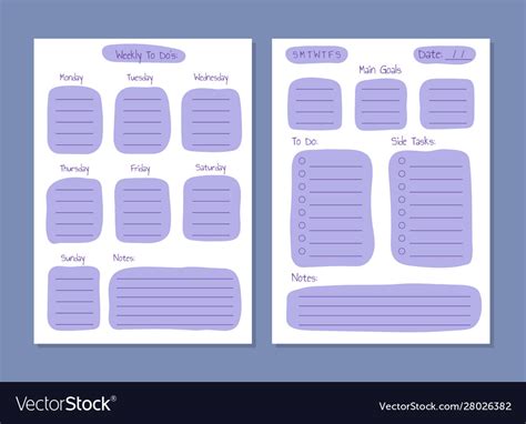 Weekly and daily planner layout template paper Vector Image