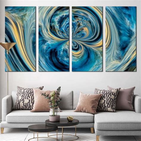 Abstract Dream Canvas Wall Art, Blue Contemporary Abstract 4 Piece Can ...