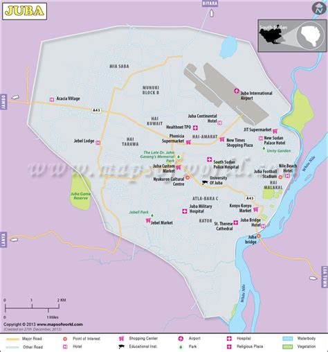 Juba Map | Map of Juba City, South Sudan