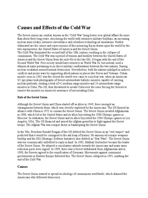 Causes and Effects of the Cold War | Cold War | Soviet Union