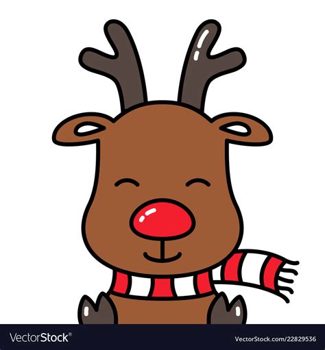 Cute smiling reindeer rudolph avatar head isolated