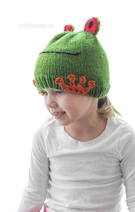 Red Eyed Tree Frog Hat Knitting Pattern - Little Red Window