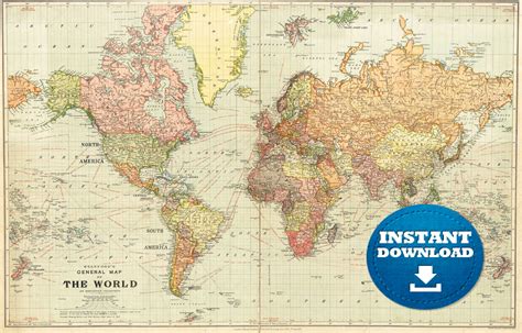 Antique Style World Map