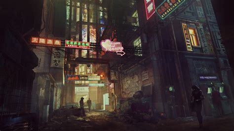 Cyberpunk side street. 1920 × 1080 : wallpapers