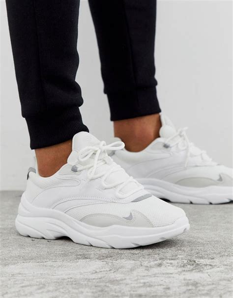 Bershka Chunky Sole Sneaker With Refllective Detailing In White in ...