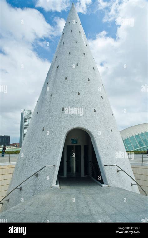 This cone shaped architectural detail is the elevator and staircase of ...