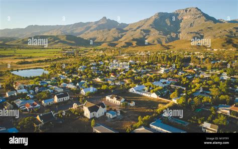 Aerial view over the small town of Ladysmith in the Western Cape of ...