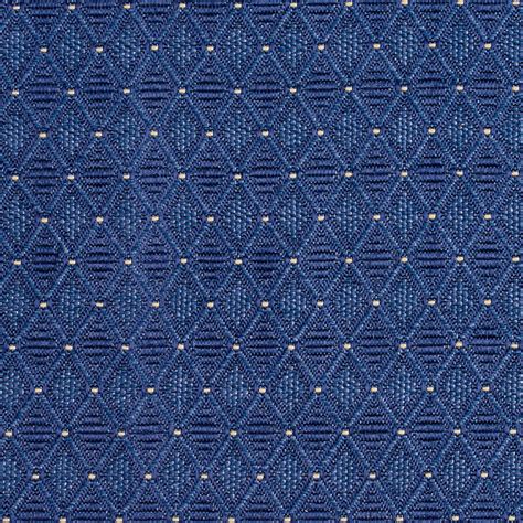 Denim Blue Diamond Geometric Pattern Damask Upholstery Fabric