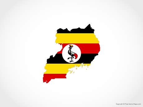 Printable Vector Map of Uganda - Flag | Free Vector Maps