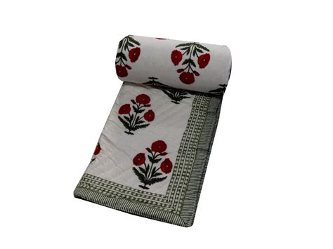 Multicolor Red Floral Reversible Cotton Quilt, Size: 90*108, Rs 1800 ...