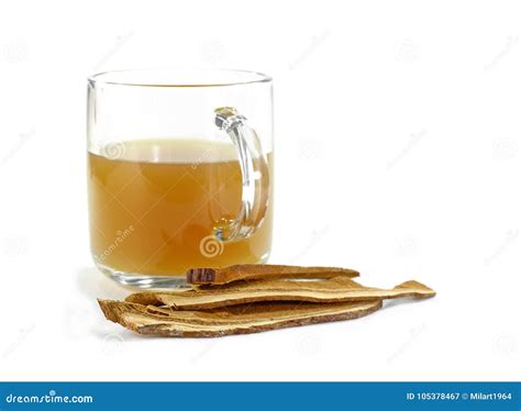 Transparent Cup with Reishi Tea.Dried Lingzhi Mushroom Also Called As ...