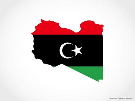 Printable Vector Map of Libya - Flag | Free Vector Maps