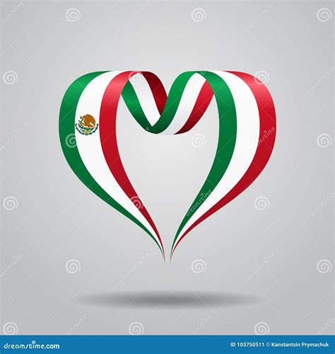 Mexican Flag Heart-shaped Ribbon. Vector Illustration. Stock Vector ...