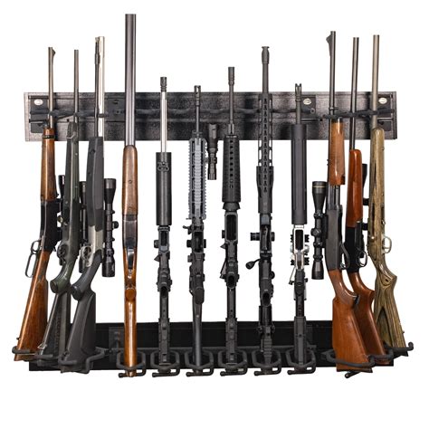 Hold Up Displays 12 Gun Rack Modern Black Steel Tactical For Rifles and ...