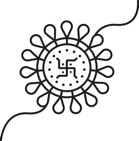 Swastika Floral Rakhi Icon In Black Line Art. 24157538 Vector Art at ...